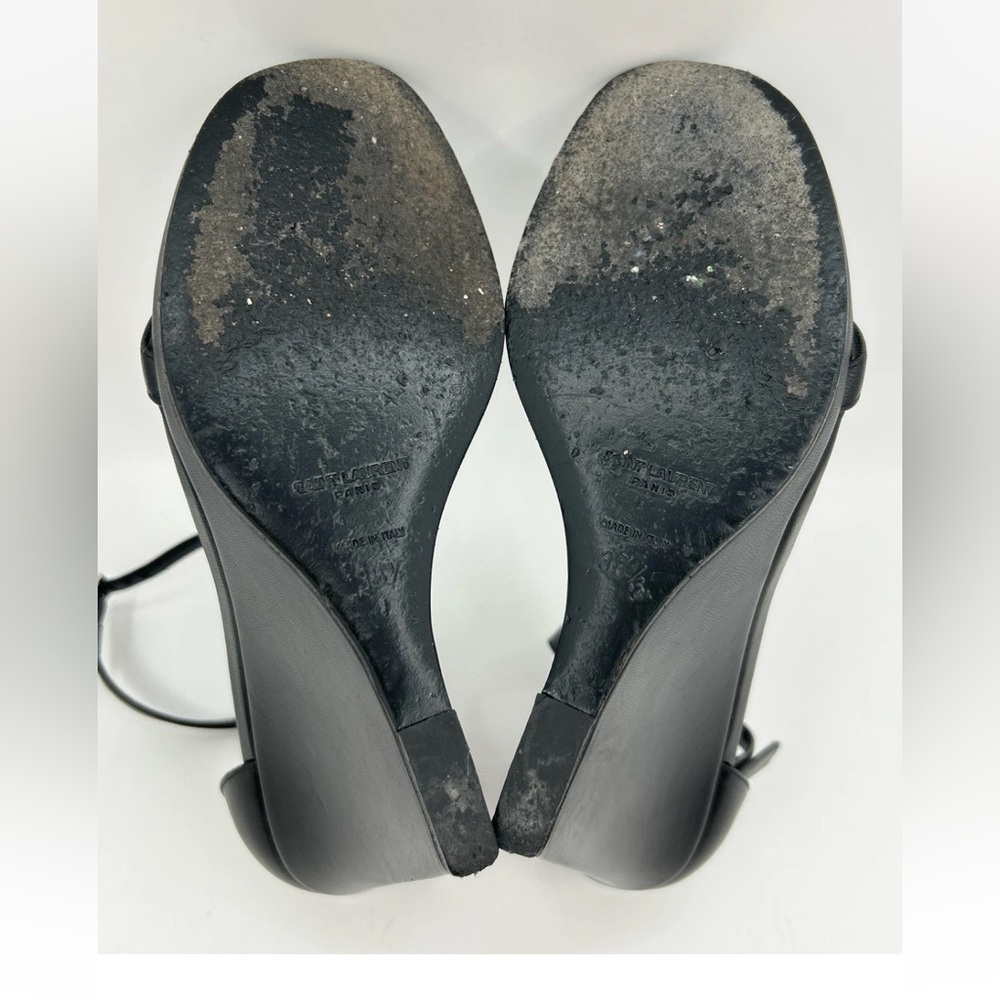 Saint Laurent Jane Black Wedge Sandals - Picture 8 of 8